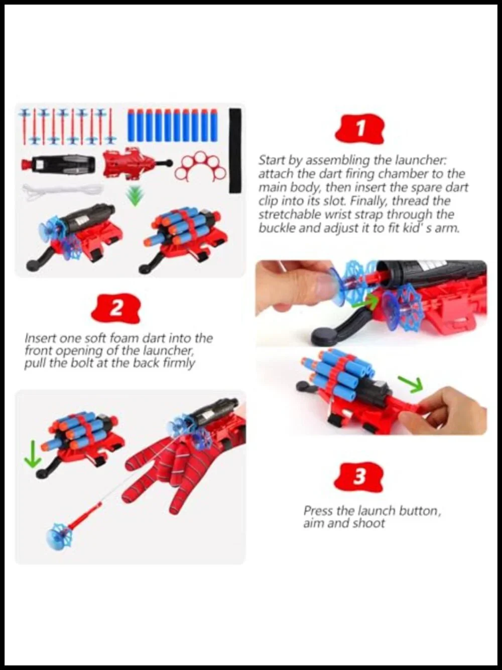 Kids Superhero Wrist Launcher Set with Cape & Mask - 20 Foam Darts Role-Play Toy